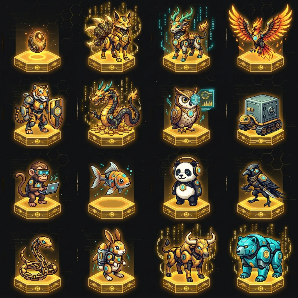 A 4 by 4 sheet of the 16 Familiar classes